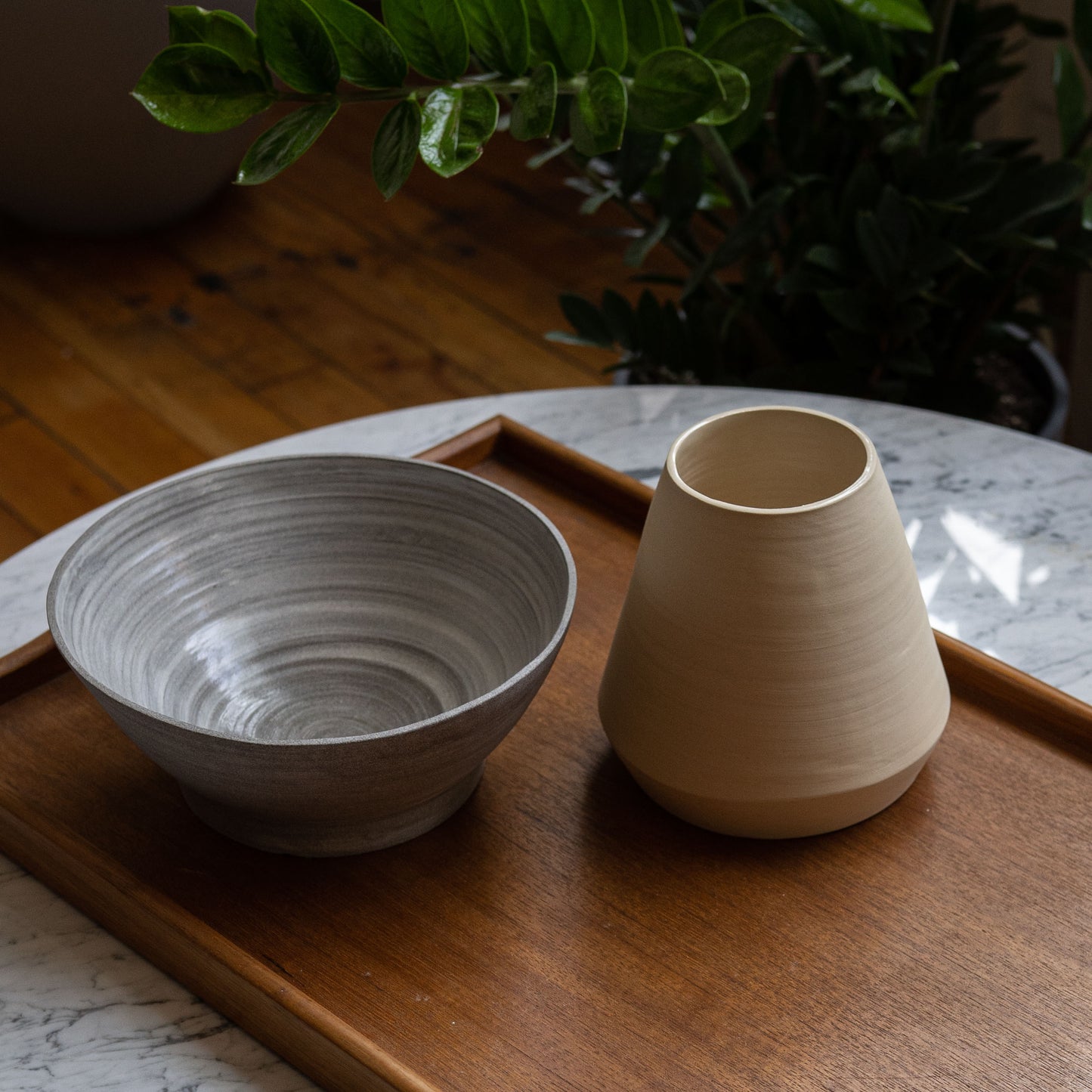 Cream Angled Vase