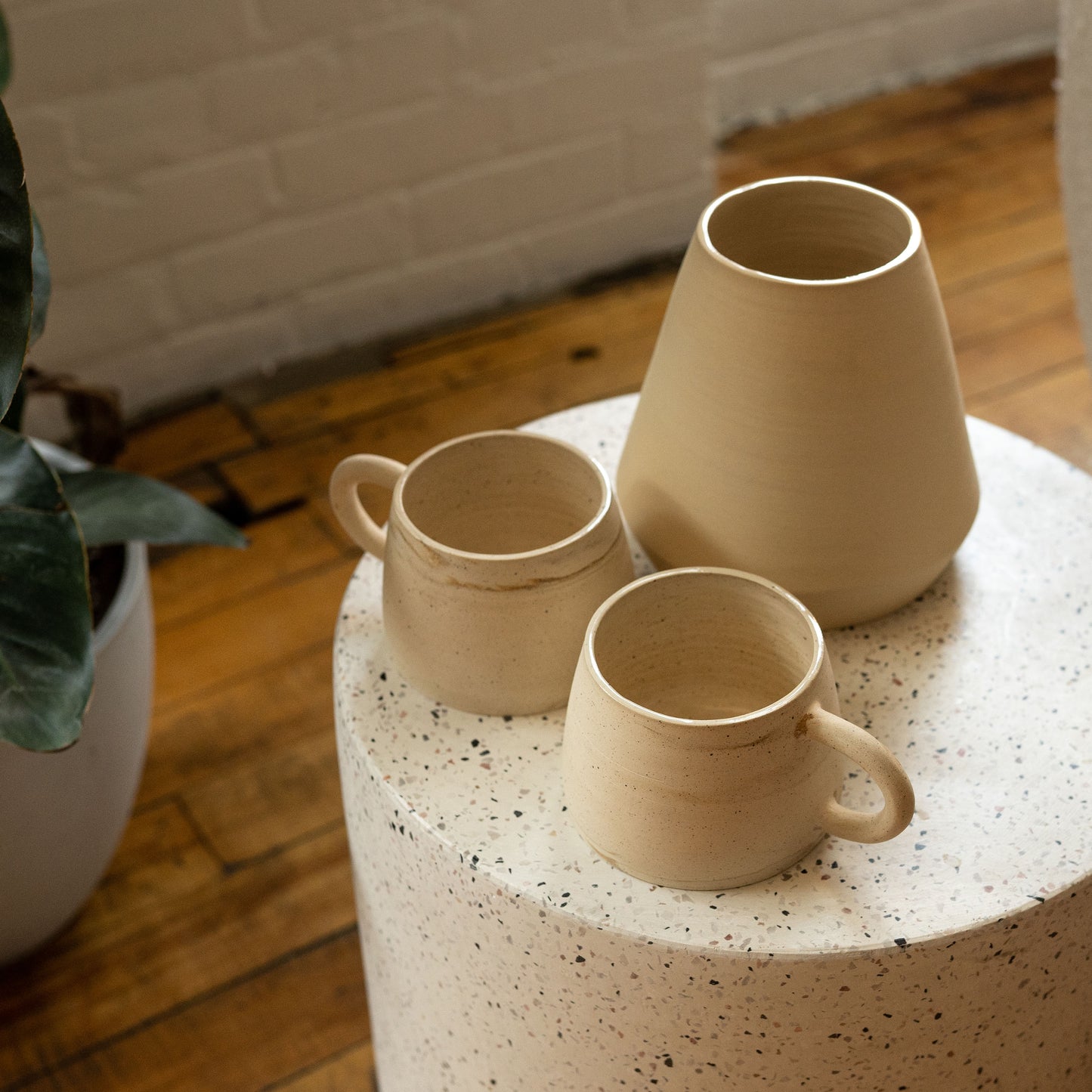 Cream Angled Vase