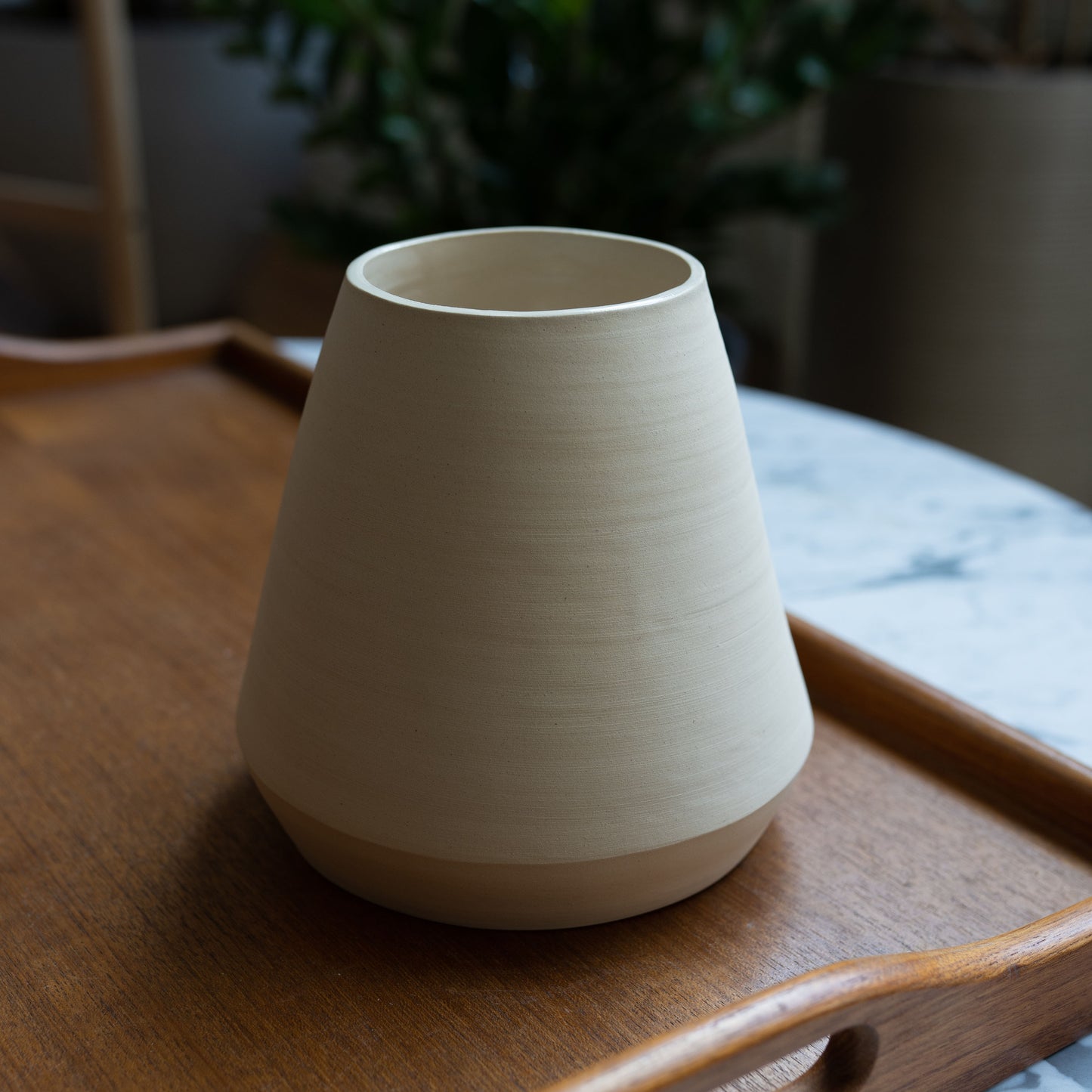 Cream Angled Vase